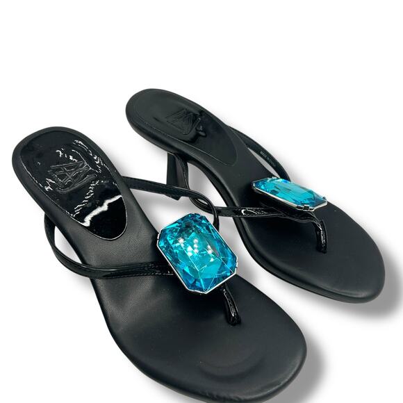 AAJ by Aminah Black Heels Size 5 Janet Gem Mule Dress Sandals High Heels EUC - Picture 7 of 10